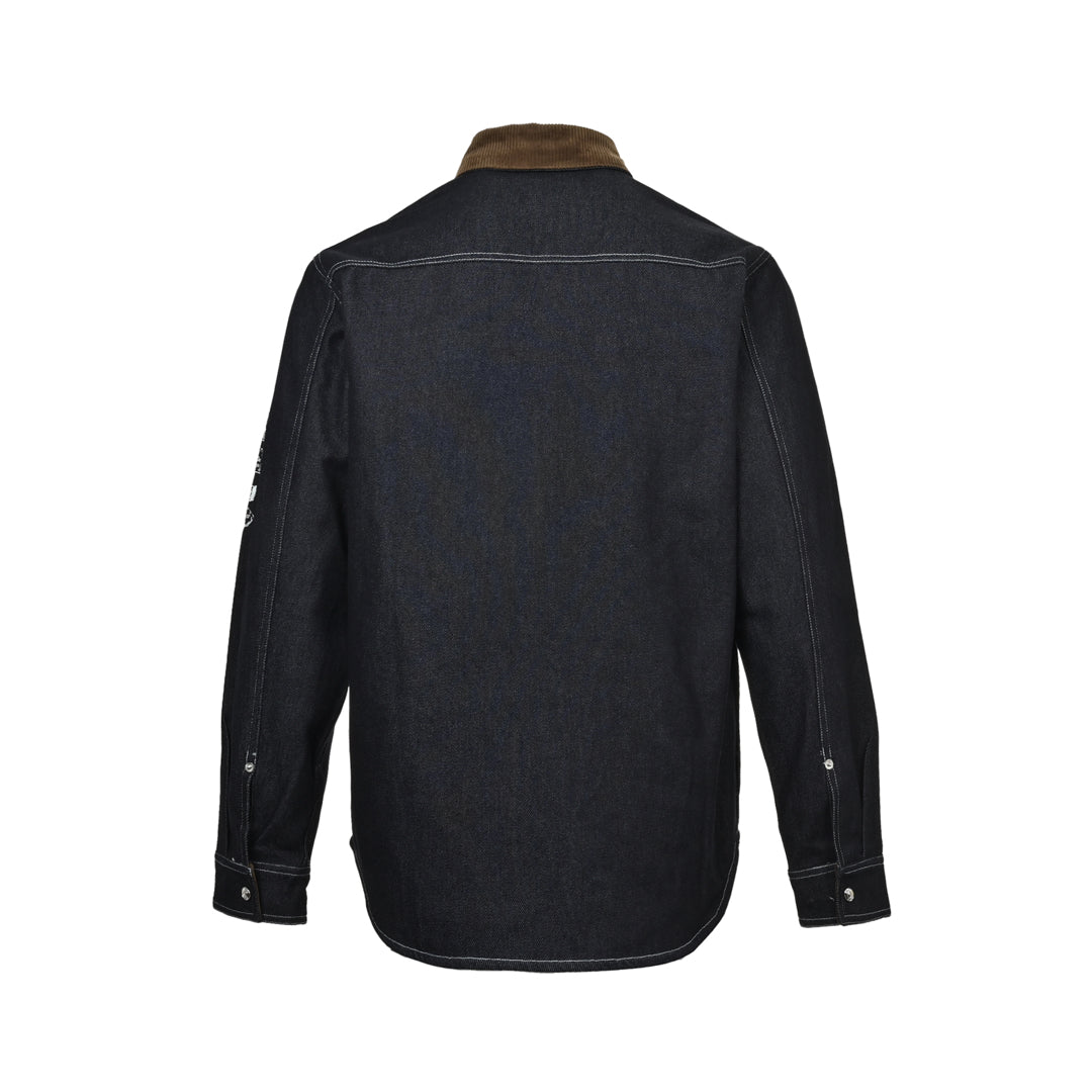 Series corduroy collar embroidered denim jacket