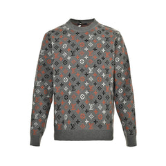 Classic old flower monogram jacquard floral crew neck sweater