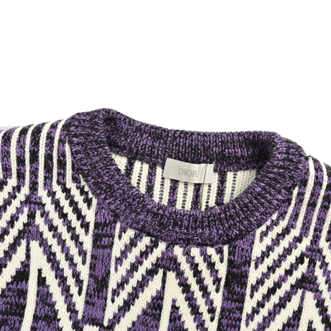 jacquard geometric knit sweater