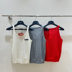 letter logo cutout knitted vest