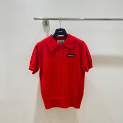 Letter Logo Knitted Polo Shirt