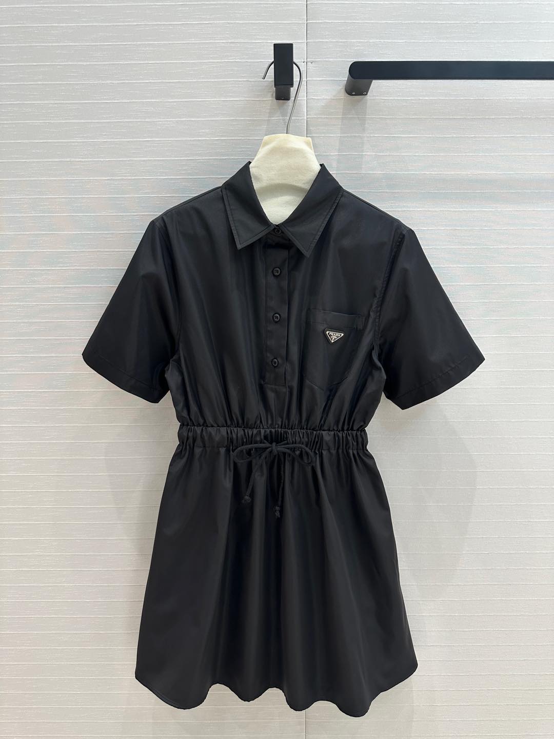 Elastic waist nylon short sleeve dress