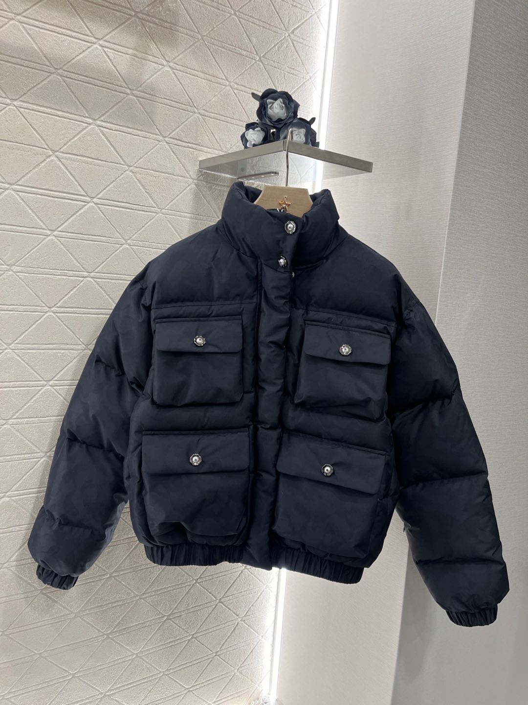 stand collar snap down jacket