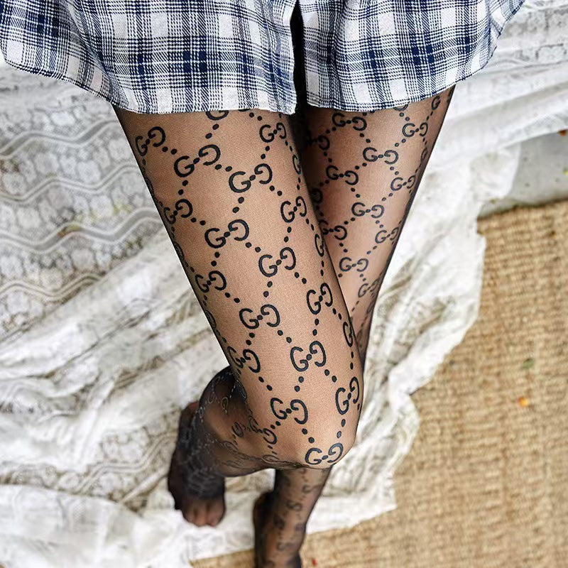 Flocked GG letter stockings