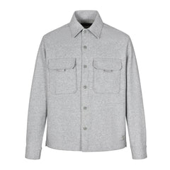 Logo wool work shirt jacket