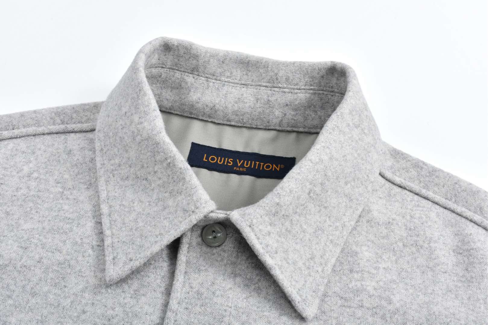 Logo wool work shirt jacket