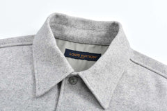 Logo wool work shirt jacket