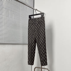 letter rhombus logo jacquard trousers