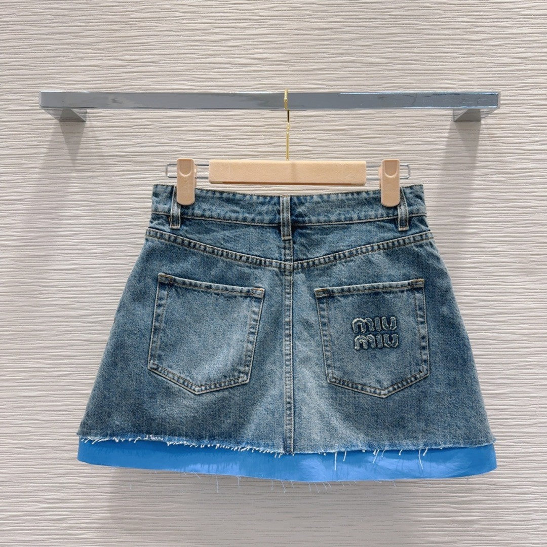 Denim denim skirt