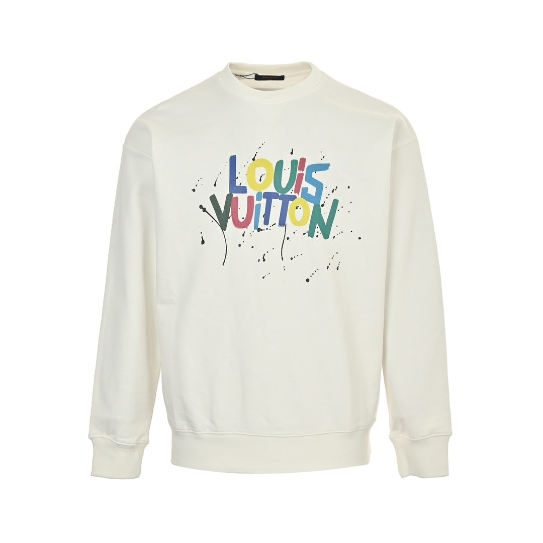 Colorful presbyopic letter graffiti print crew neck sweatshirt