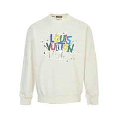 Colorful presbyopic letter graffiti print crew neck sweatshirt