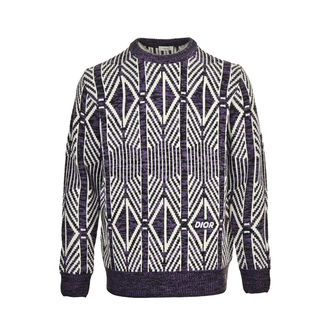 jacquard geometric knit sweater