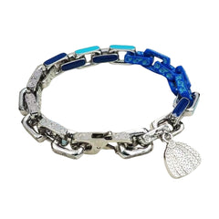 Blue and silver patchwork pumpkin bracelet