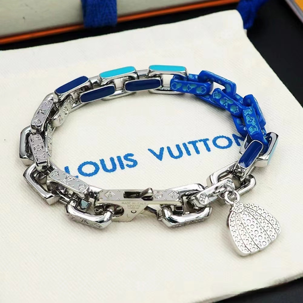 Blue and silver patchwork pumpkin bracelet