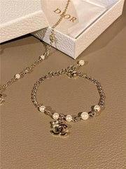 new pearl logo pendant bracelet