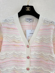 Pink wave pattern cardigan