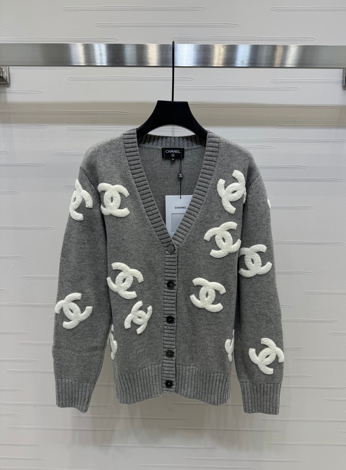 large logo cardigan sweater