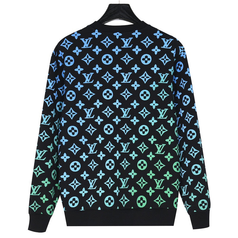 All-over printed gradient crew neck sweatshirt