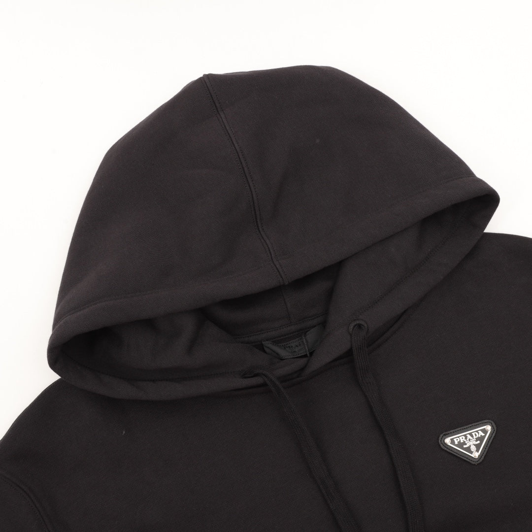 Hooded sweatshirt with triangle logo on chest