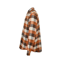 Orange checkerboard jacquard flannel shirt