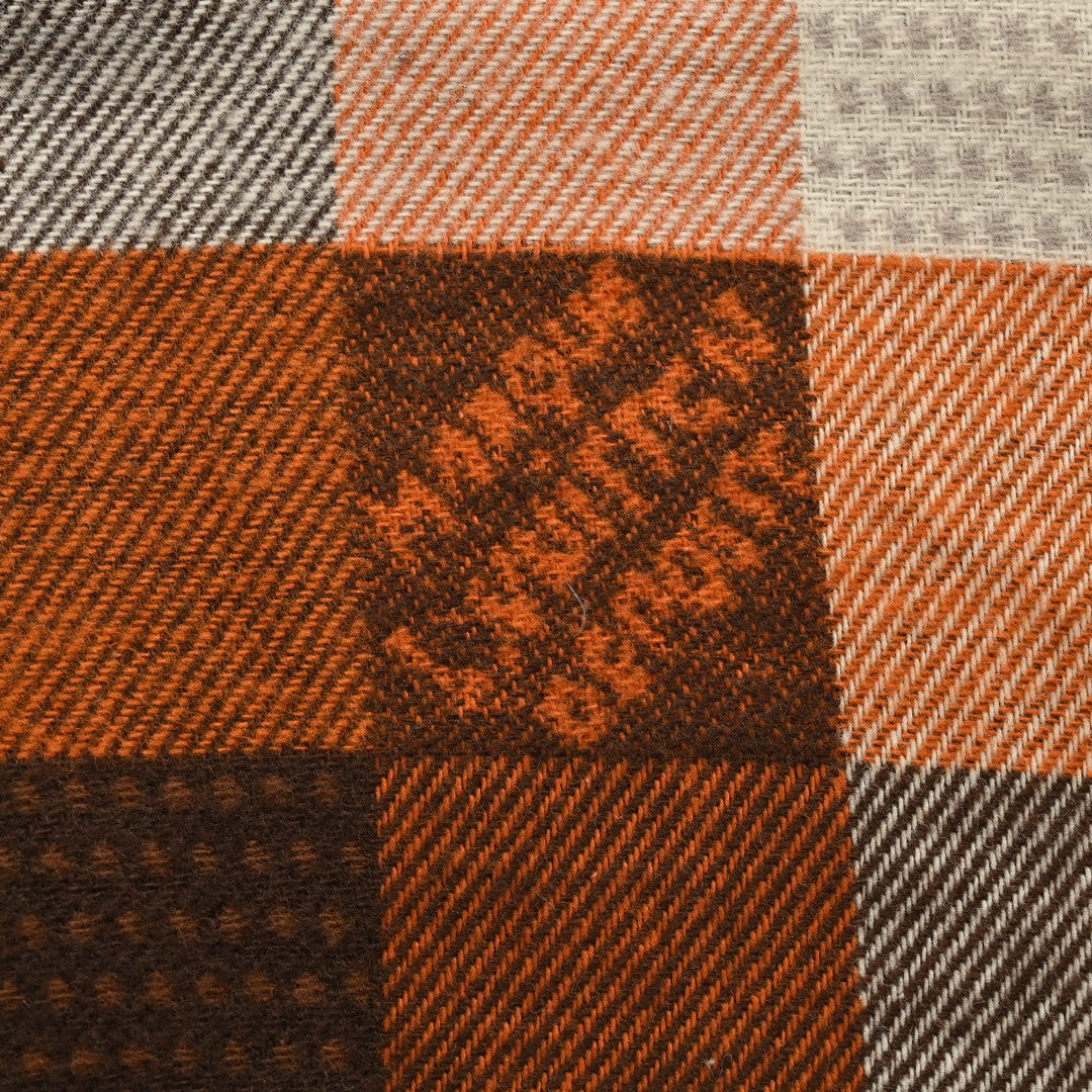 Orange checkerboard jacquard flannel shirt