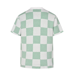 Green Checkerboard Jacquard Short Sleeve T-Shirt