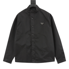 Nylon triangle logo shirt jacket