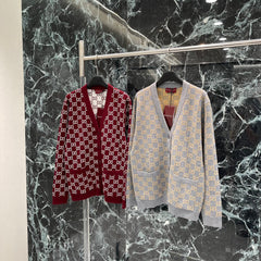 Autumn and Winter New v-neck jacquard knit cardigan