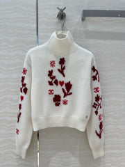 Ski High Neck Floral Sweater