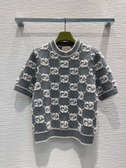 New jacquard knit short sleeve top