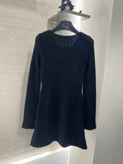 Round neck hollow knitted dress