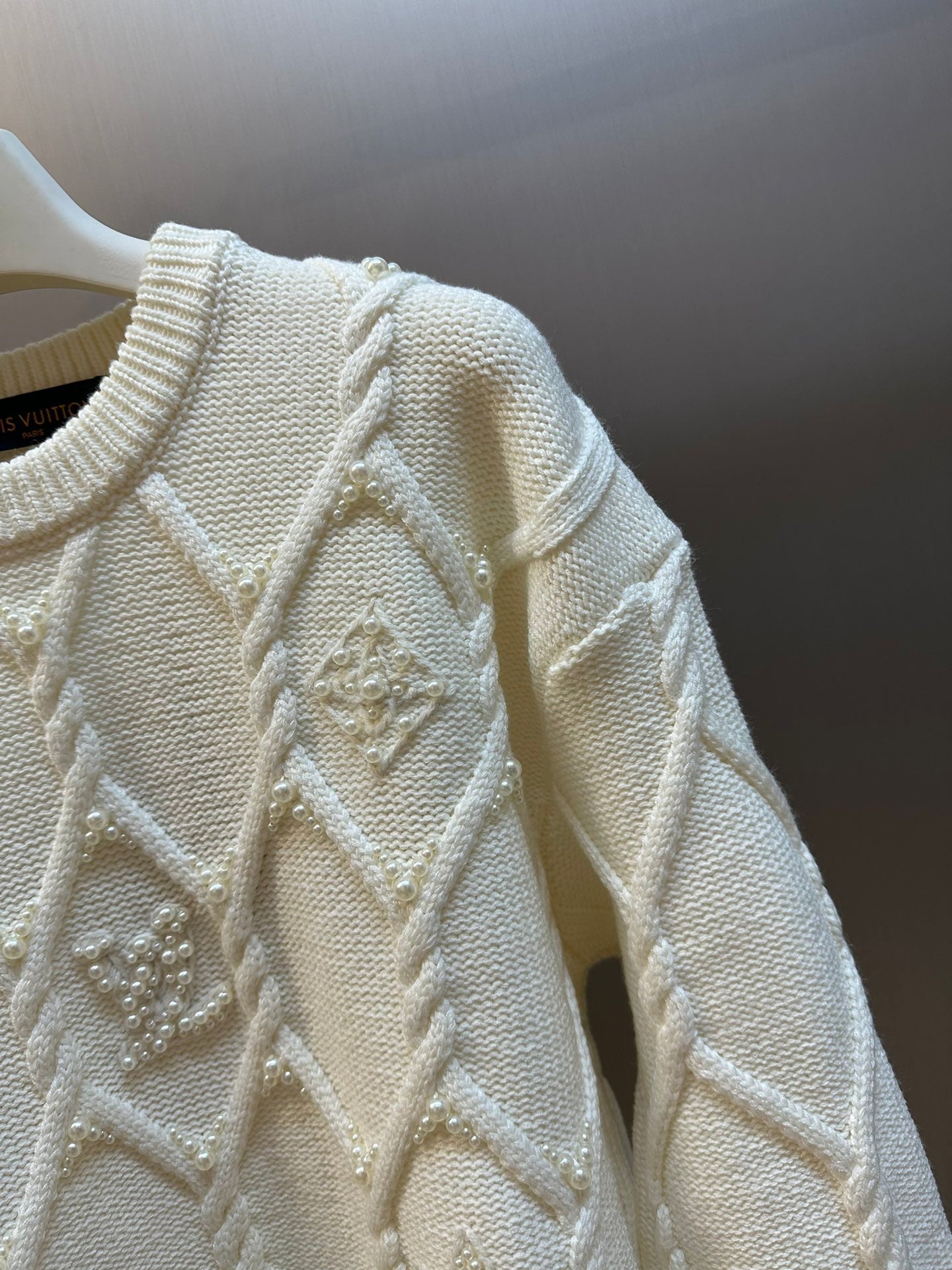 White Moonlight Pearl Embroidered Sweater