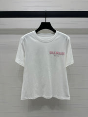 Heavy handmade round neck short sleeve T-shirt