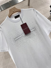 Round neck rhinestone T-shirt