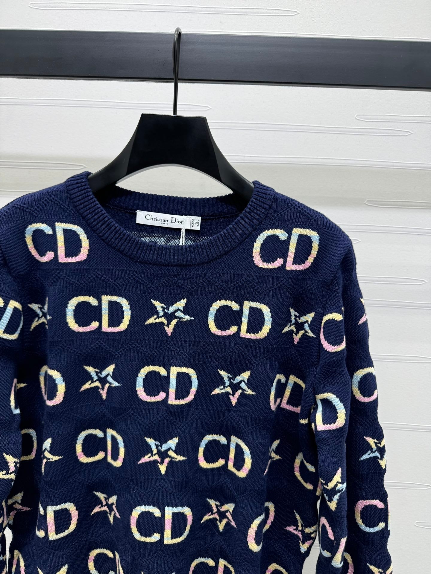 Colorful logo jacquard design five-pointed star knitted long sleeves