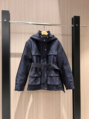 Hooded padded mid-length coat