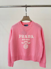 Round neck letter jacquard simple pullover knitted sweater