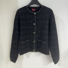 Money Pocket Buttoned Crew Neck Knit Cardigan