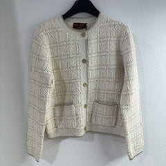 Money Pocket Buttoned Crew Neck Knit Cardigan