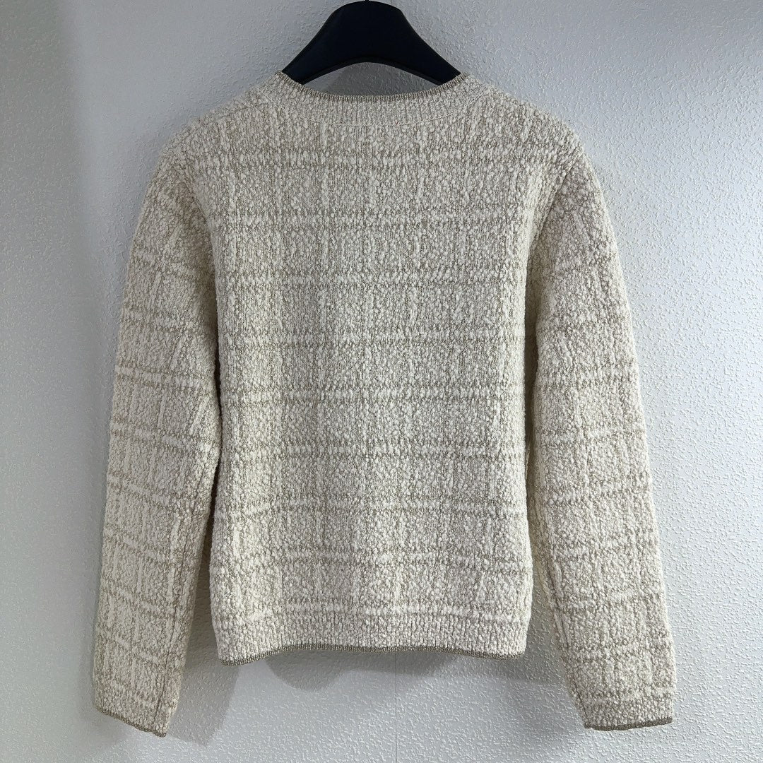 Money Pocket Buttoned Crew Neck Knit Cardigan