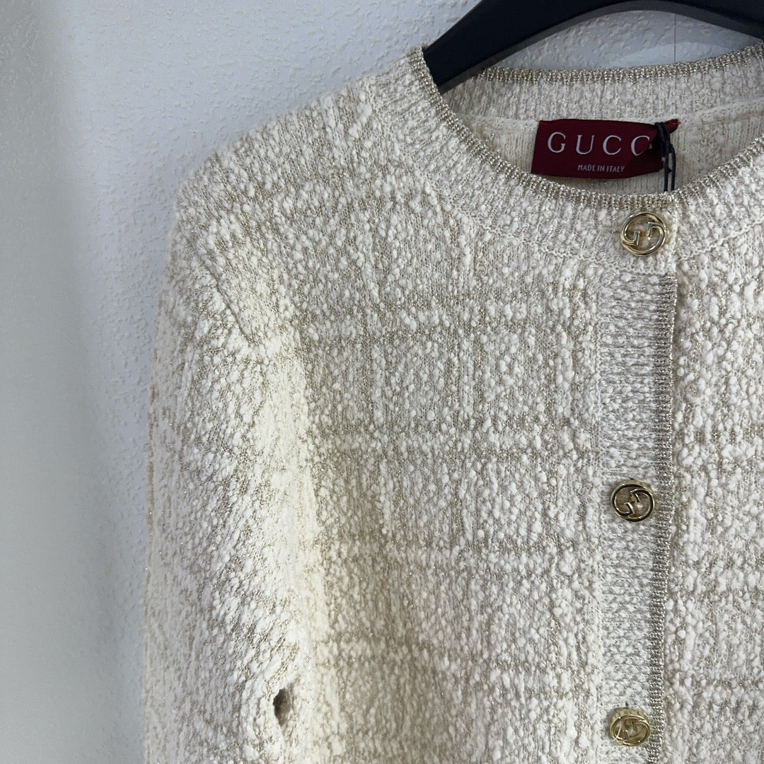 Money Pocket Buttoned Crew Neck Knit Cardigan