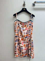 stamp print slip dress