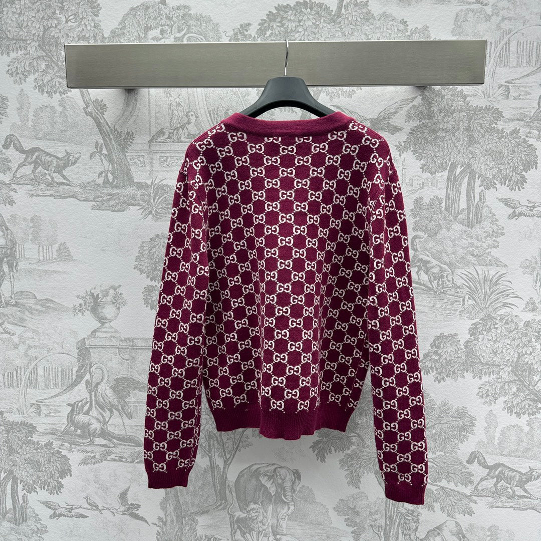 Reversible jacquard-knit cardigan