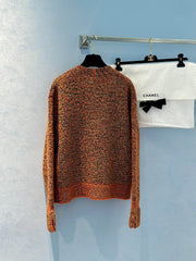 Retro orange horseshoe sleeve heavy sequin knitted cardigan jacket