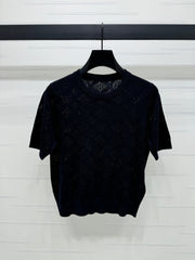 Hollow logo knitted short sleeves