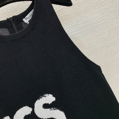 Letter logo graffiti h version slim fit sleeveless tank top knitted dress