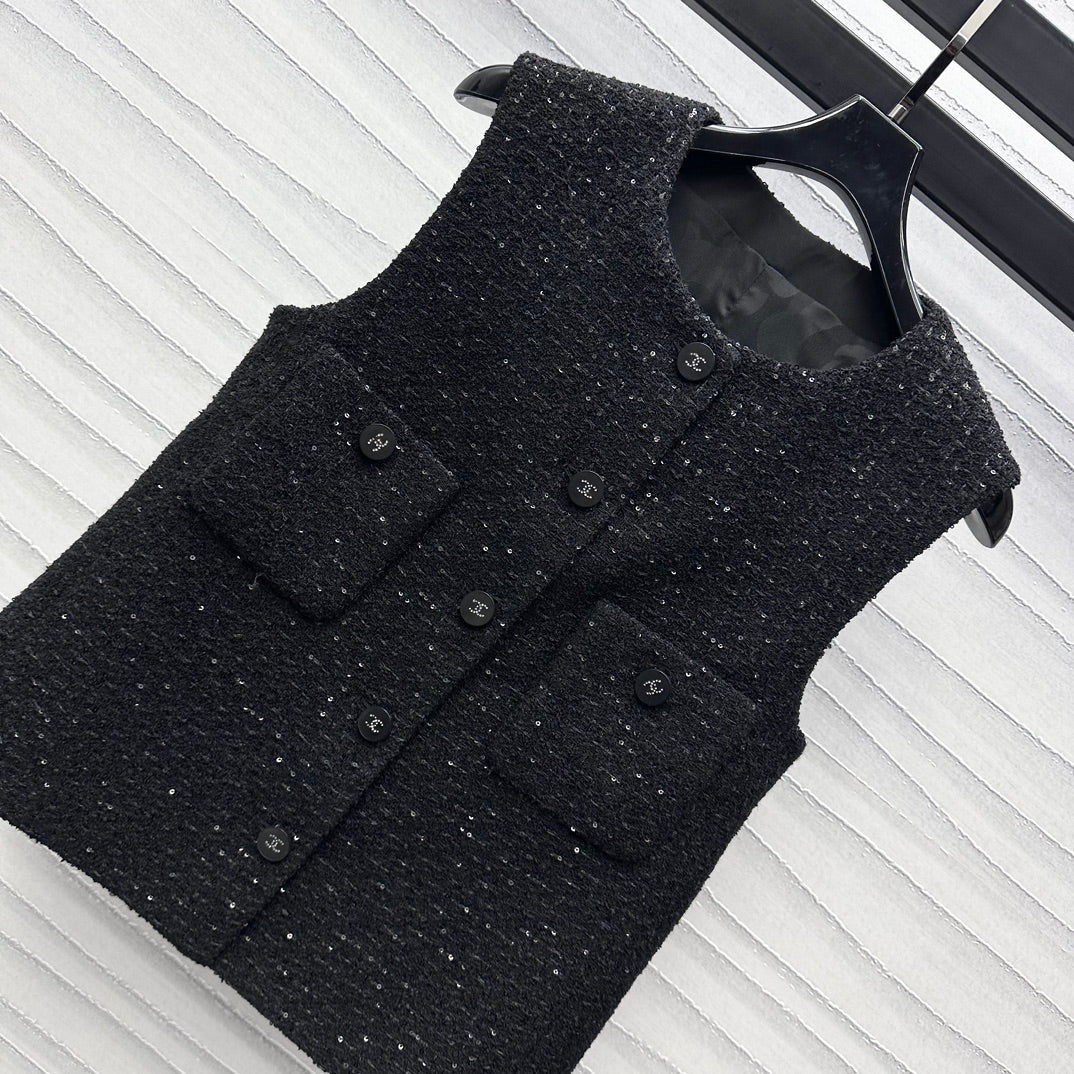 tweed dress vest