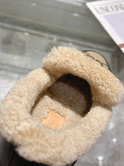 Sheepskin one-piece shallow snow boots