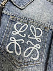 pocket embroidered denim jacket