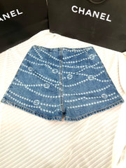 Fengbodian laser burnt denim shorts